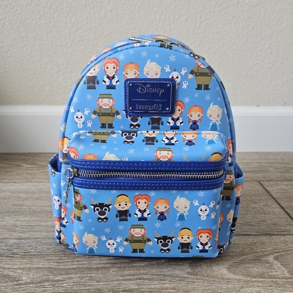 Loungefly x Disney Frozen Mini Backpack with Chibi Character All Over Print - Picture 1 of 9